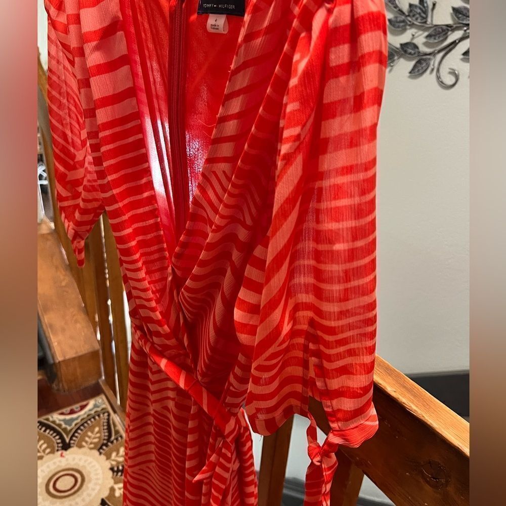 EUC Tommy Hilfiger Orange Striped Asymmetrical Dress Size 4 #062 - Picture 6 of 6